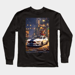 Technician American Muscle Car White and Navy Long Sleeve T-Shirt